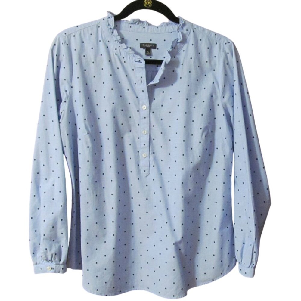 Talbots Ruffle-Neck Cotton Popover Blouse - Size Mp
